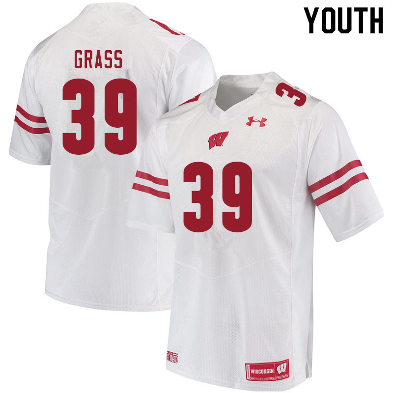 Wisconsin Badgers Youth #39 Tatum Grass NCAA Under Armour Authentic White College Stitched Football Jersey EA40P08UT